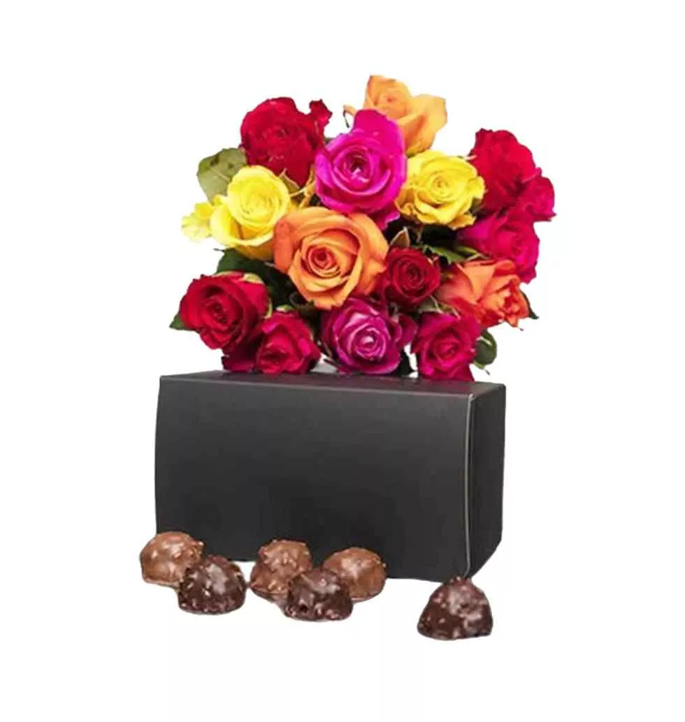 30 Roses With 300g Choco Bliss