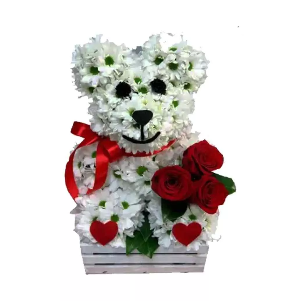 Bear Formed Of White Daisies
