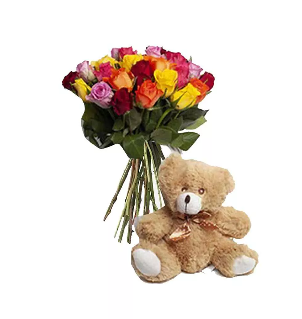 Charming Gift Roses And Teddy