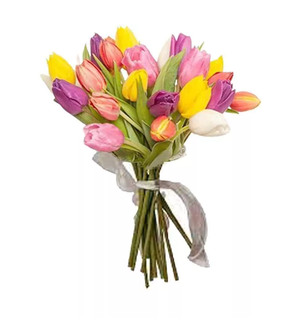 Colorful Elegance Tulip Medley Bouquet