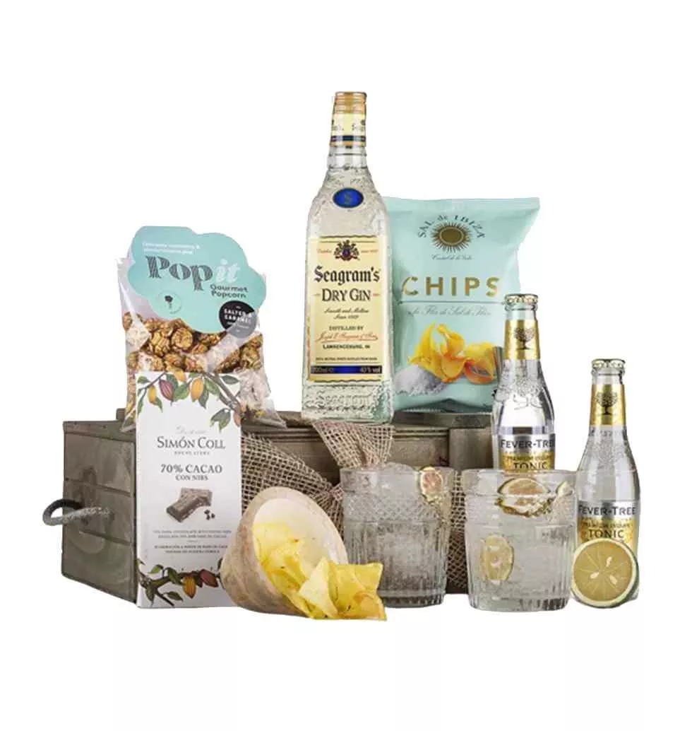 Gin Gift Set With Crystal Glasses