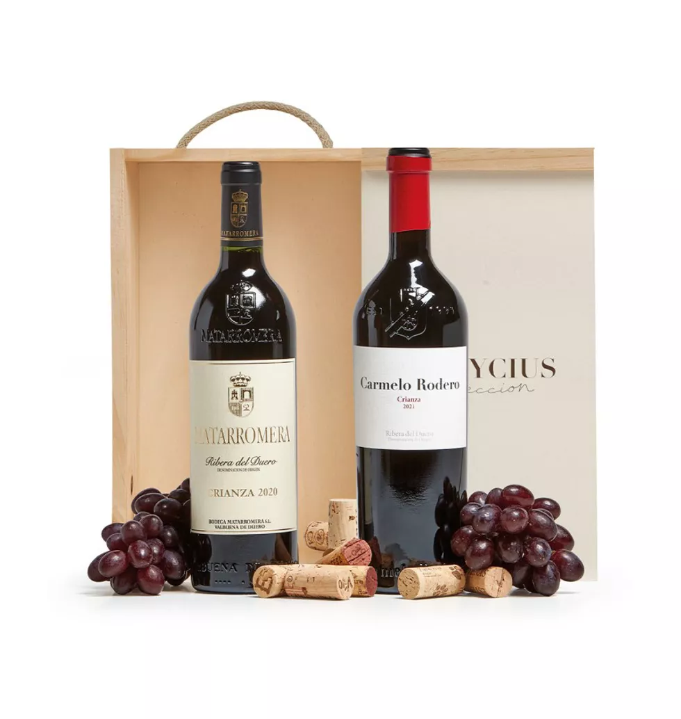 Handcrafted Wooden Wine Gift with Crianza Selection