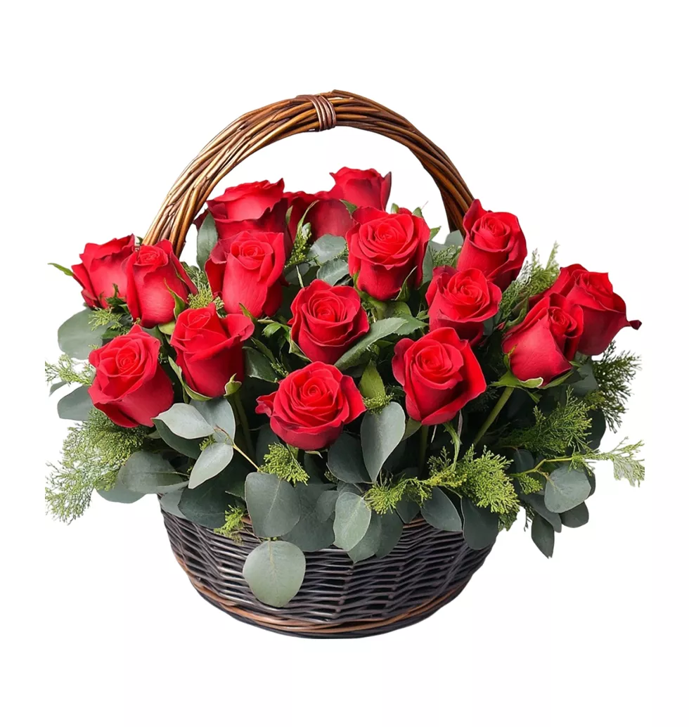 Elegant 18-Rose Love Basket