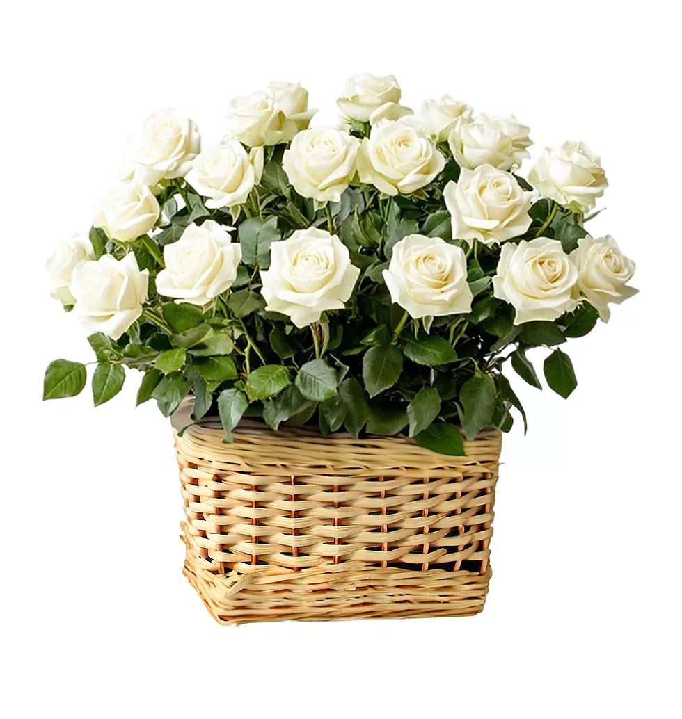 Pure Love Wicker Rose Bouquet