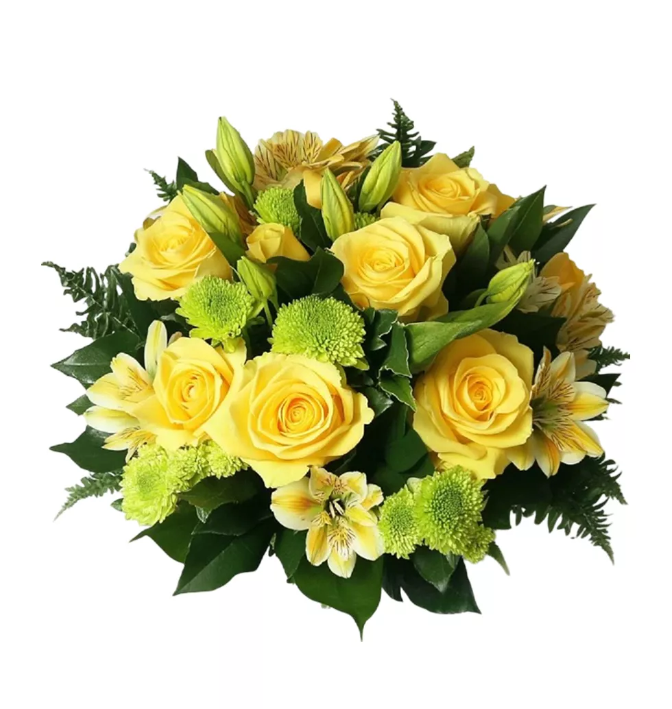 Smart Yellow Rose and Alstroemerias